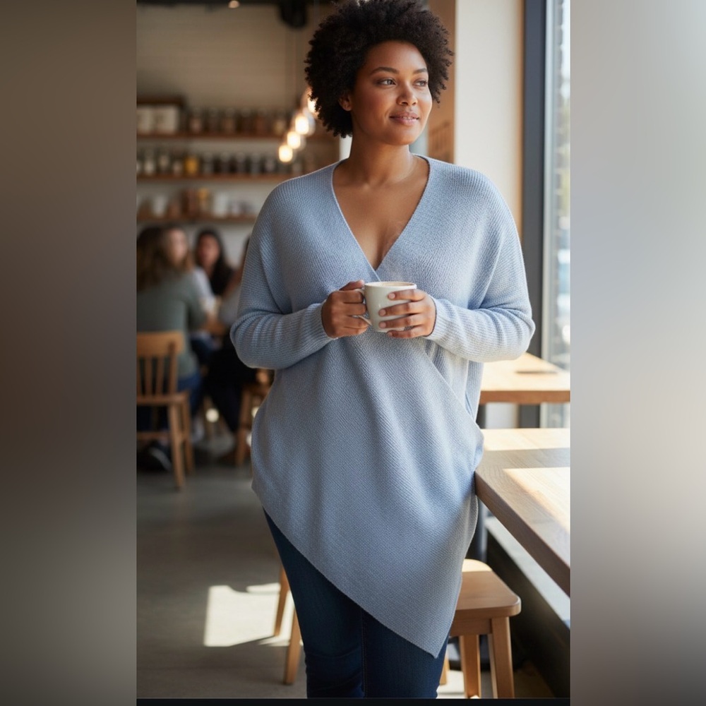 YOINS Women's Sky Blue V-Neck Sweater